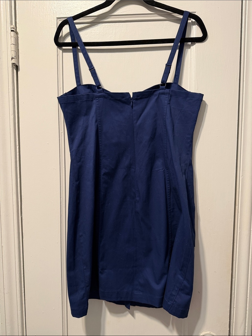 JCrew NWT Fitted Navy Blue Button-Front Mini Dress with Adjustable Straps - Picture 5 of 5